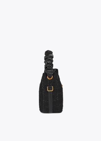 Small tweed bag with gathered strap and leopard LC logo