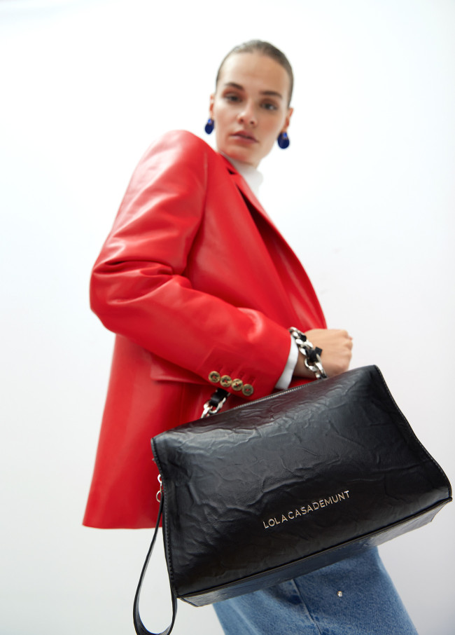 Bolso maletín efecto piel arrugada