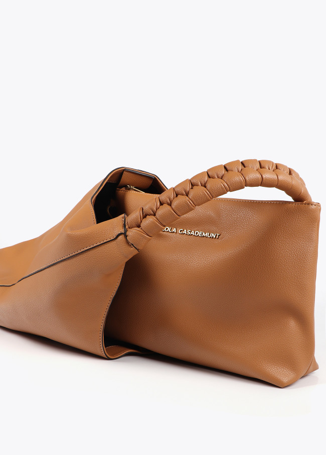 Bolso Shopper efecto piel asa trenzada
