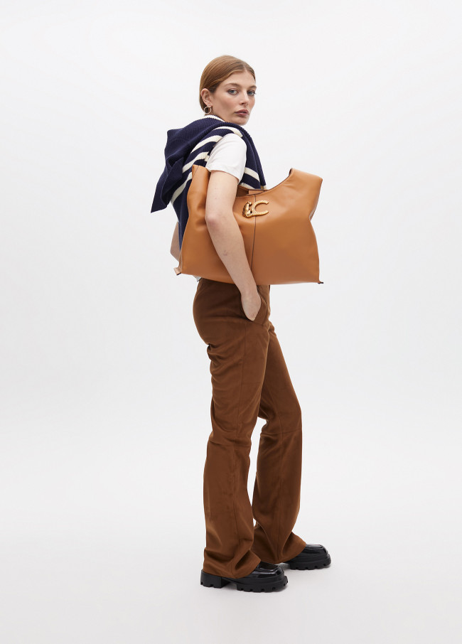 Bolso Shopper efecto piel asa trenzada