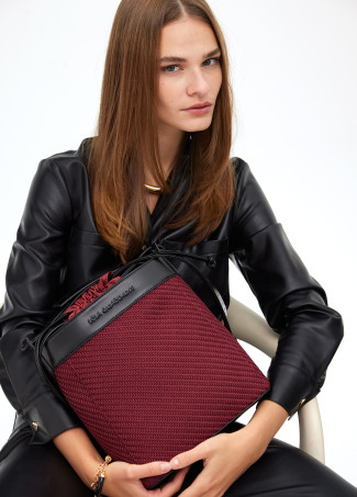 Borsa Hobo in Tessuto ed Effetto Pelle