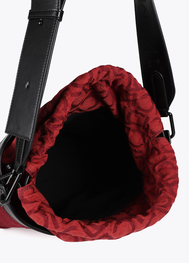 Borsa Hobo in Tessuto ed Effetto Pelle