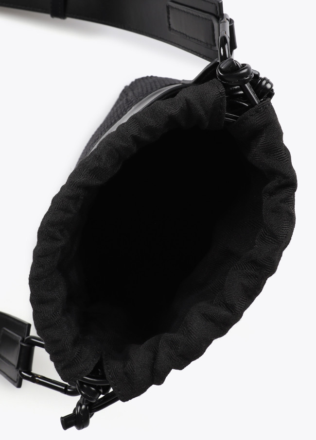 Borsa a tracolla combinata in tessuto e similpelle