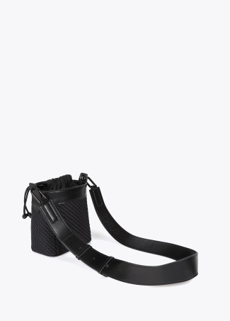 Borsa a tracolla combinata in tessuto e similpelle