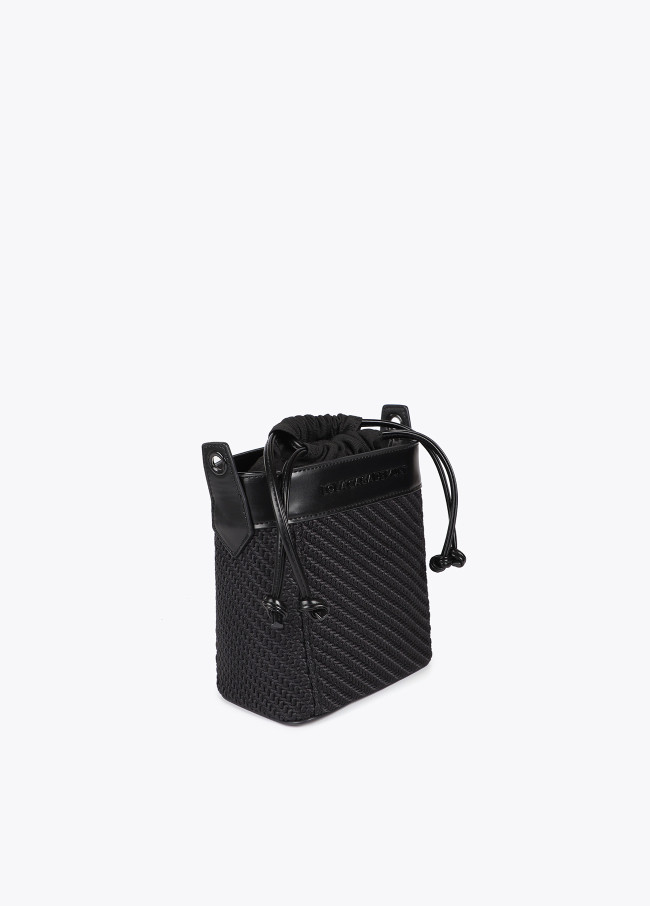 Borsa a tracolla combinata in tessuto e similpelle