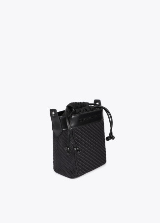 Borsa a tracolla combinata in tessuto e similpelle