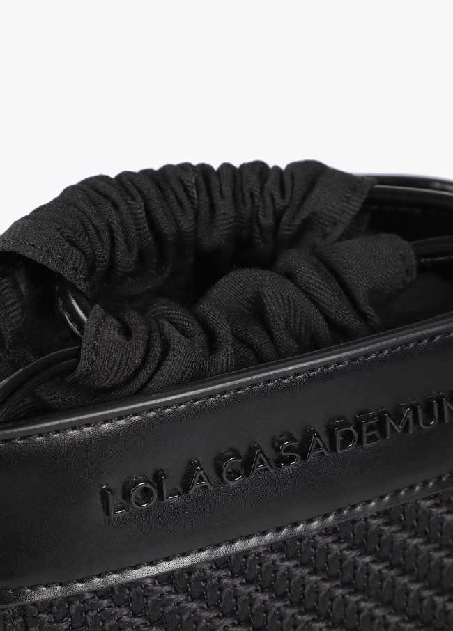 Borsa a tracolla combinata in tessuto e similpelle