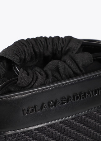 Borsa a tracolla combinata in tessuto e similpelle