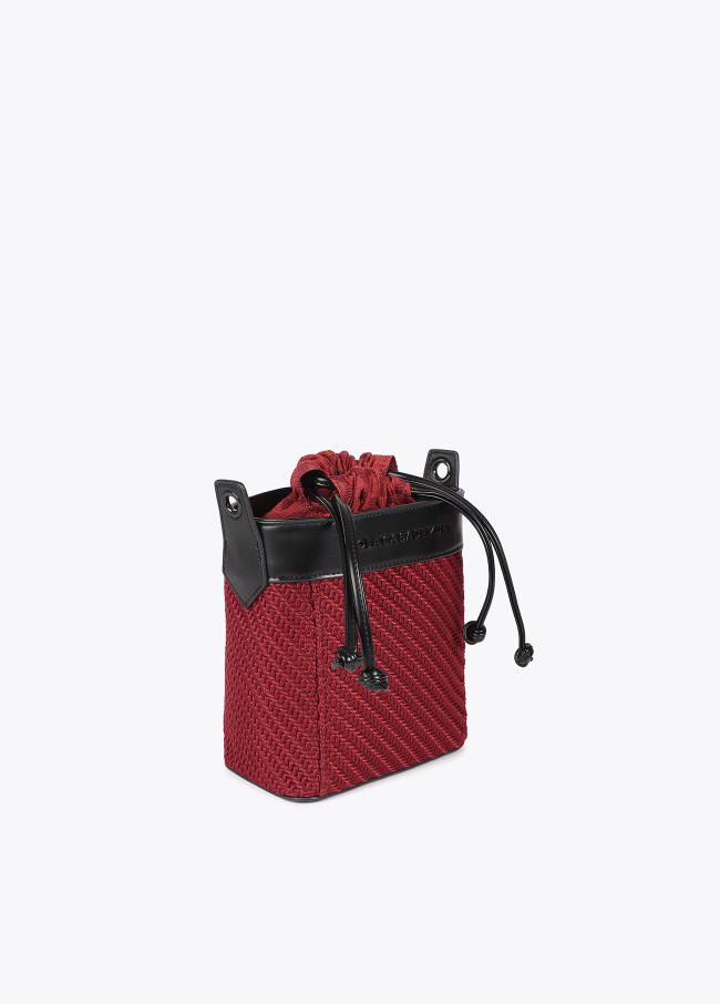 Borsa a Tracolla Tessuto e Effetto Pelle