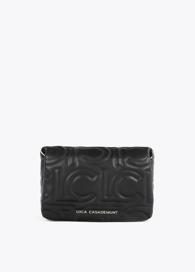 Quilted faux leather logo crossbody bag with...