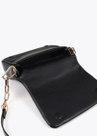 Bolsa Tiracolo Acolchoada com Logotipo em Efeito Pele com Alça Mista de Corrente