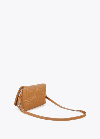 Bolsa Transversal Acolchoada com Logotipo em Efeito Pele com Alça Mista de Corrente