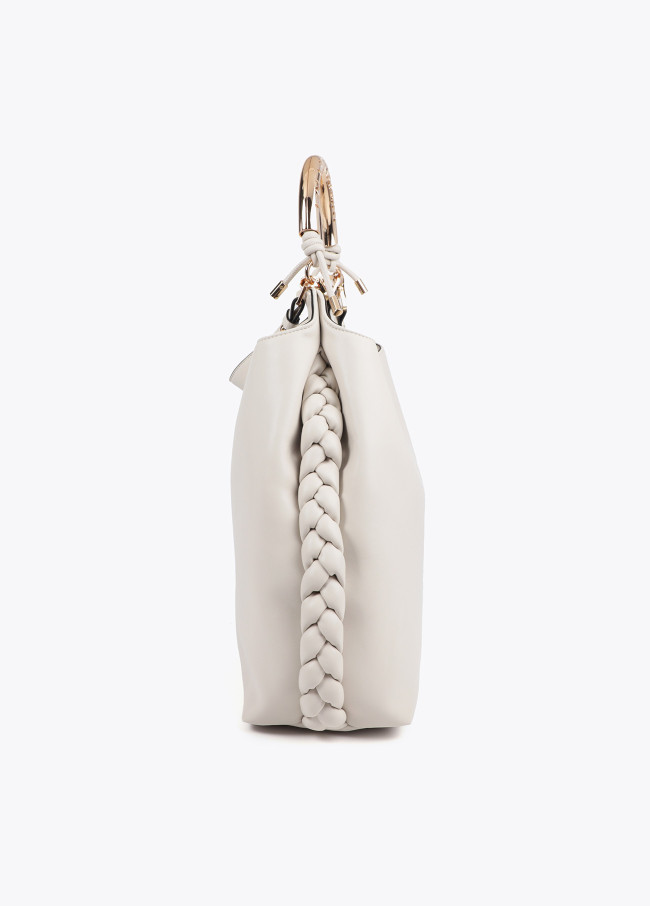 Personalised tote bag with metallic strap