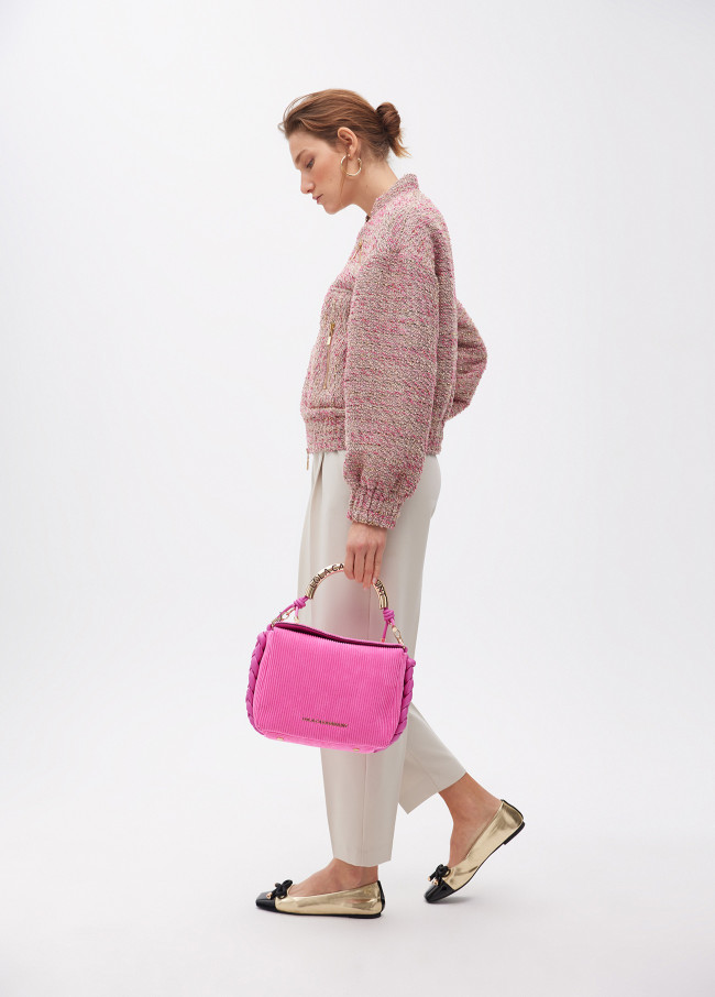 Personalised crossbody bag with metallic strap