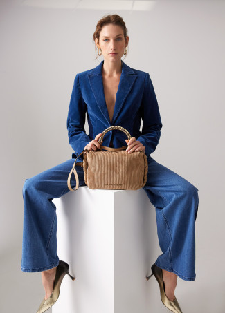 Personalised crossbody bag with metallic strap