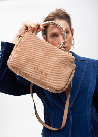 Personalised crossbody bag with metallic strap