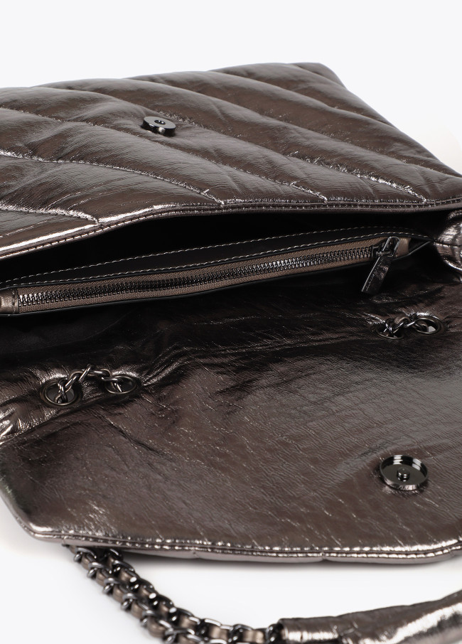 Bolso tejido acolchado metalizado