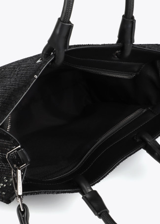 Sequinned tote bag with matching logo