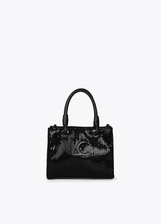 Mini shopper lentejuelas logo al tono