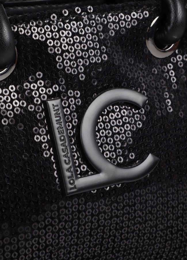 Mini shopper lentejuelas logo al tono