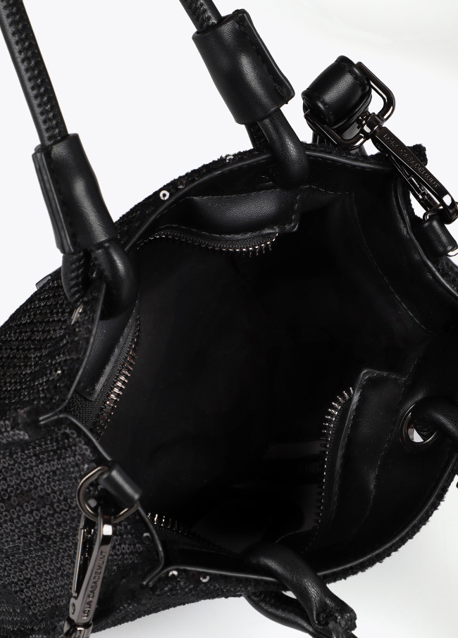 Mini shopper lentejuelas logo al tono