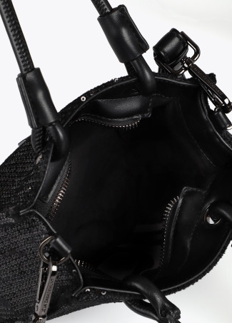 Mini shopper lentejuelas logo al tono