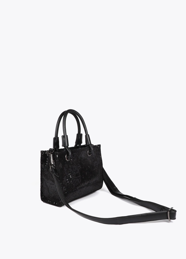 Mini shopper lentejuelas logo al tono