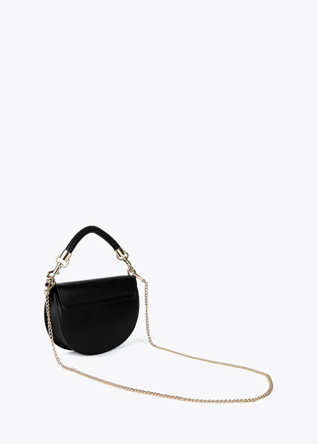 Half-moon crossbody bag with flap, short...