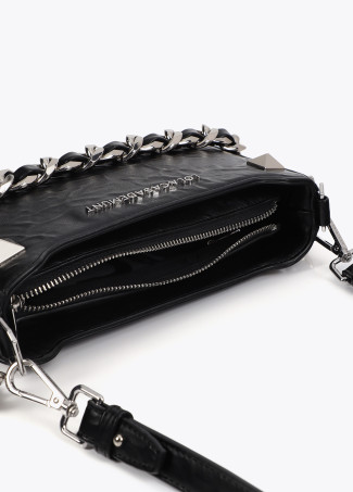 Wrinkled faux leather bag with metal details and XL studs