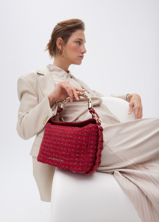 Bandolera asa metalizada personalizada tejido tweed