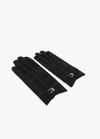 Contrast tweed gloves