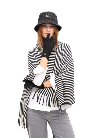 Contrast tweed gloves