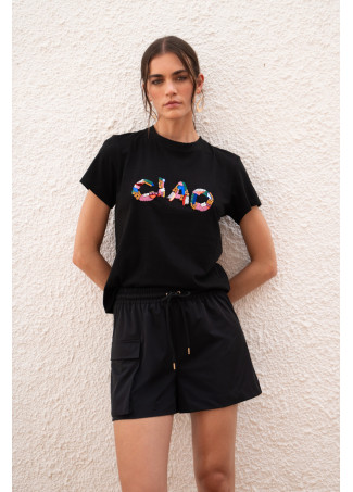 Technical fabric shorts with elastic waistband"