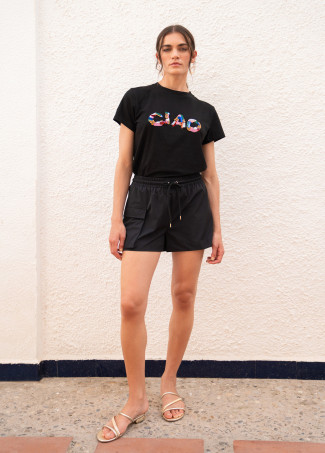 Technical fabric shorts with elastic waistband"