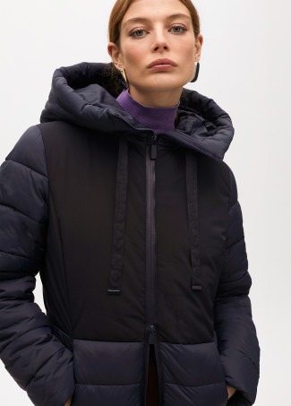 Short contrast fitted puffer anorak
