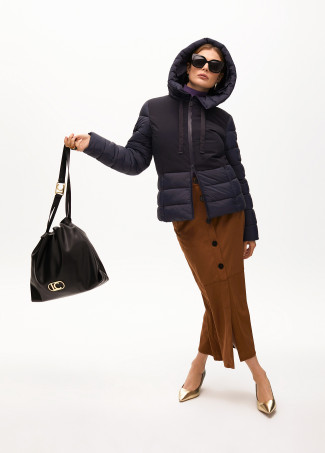 Short contrast fitted puffer anorak