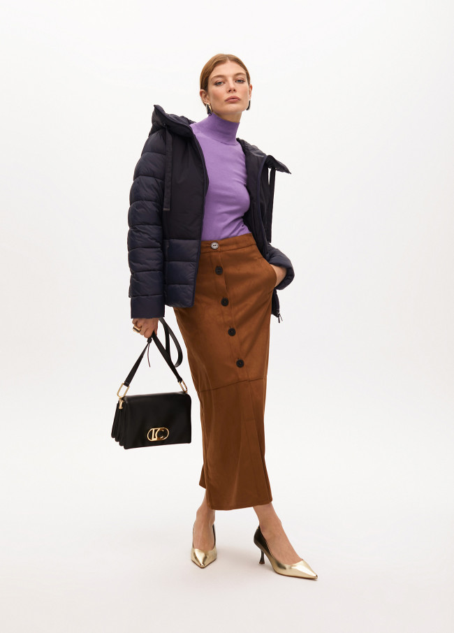 Short contrast fitted puffer anorak