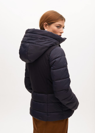 Short contrast fitted puffer anorak