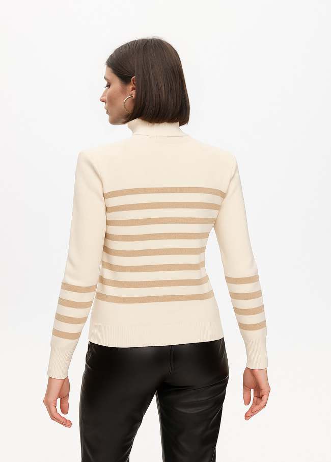 Jersey cuello alto rayas doradas con detalle...