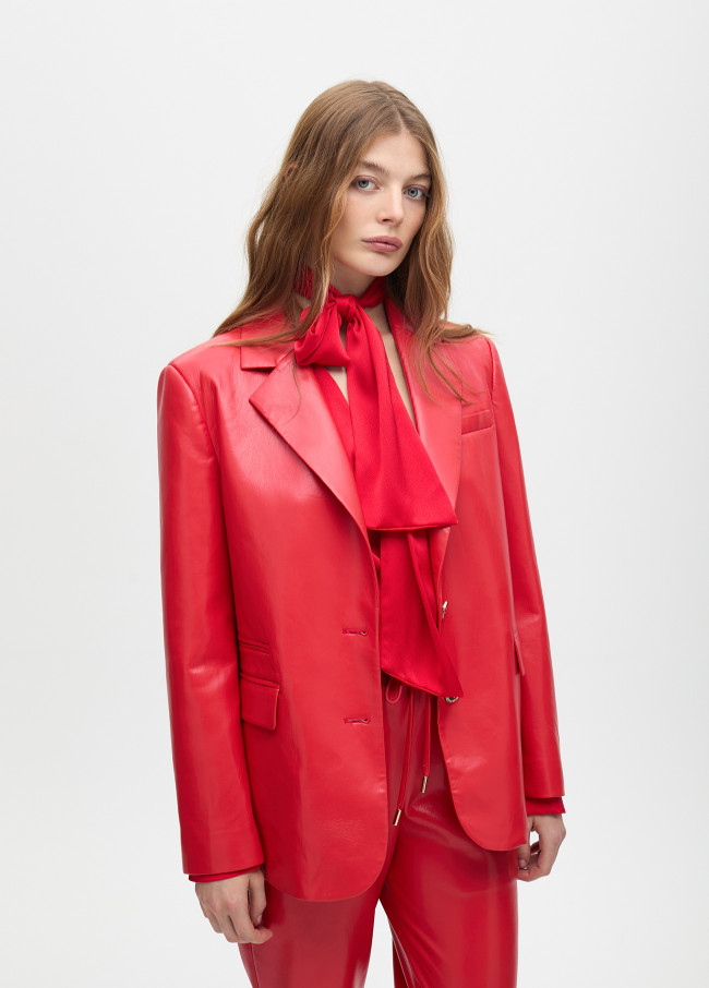 Blazer en Simili Cuir Droit