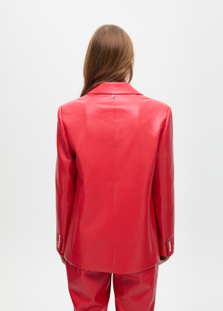 Straight fit faux leather blazer