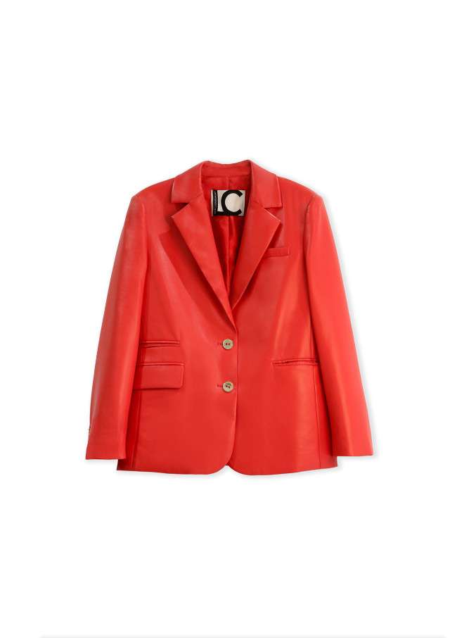 Gerader Blazer in Lederoptik