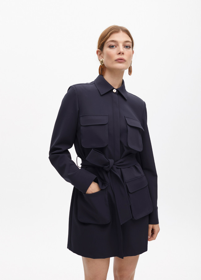 Short shirt Dress with pockets and belt