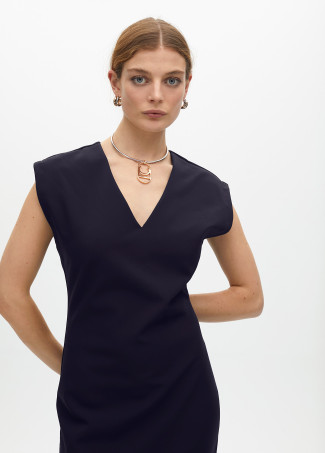 Fitted technical fabric midi dress