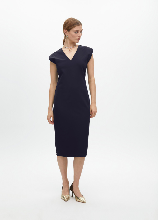 Fitted technical fabric midi dress