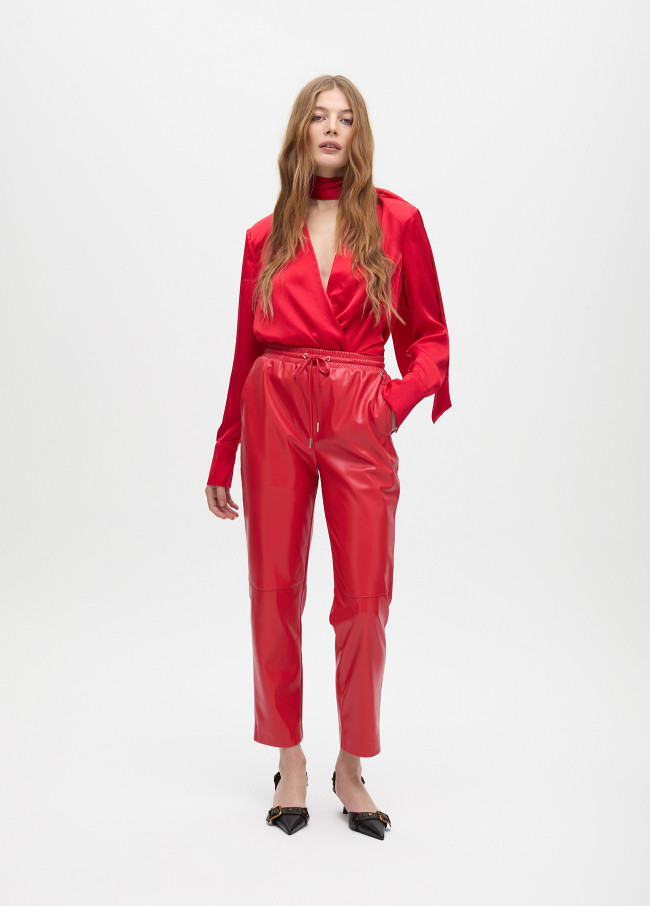 Pantalon jogging effet cuir
