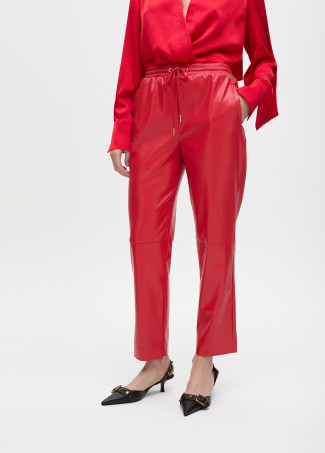 Faux leather jogging trousers
