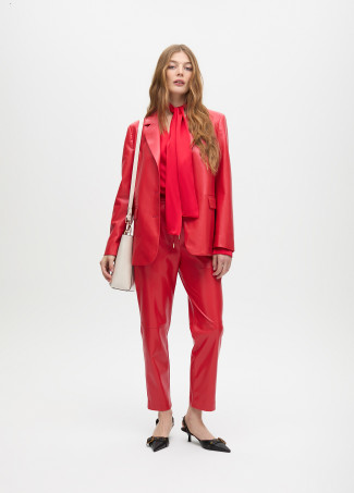 Faux leather jogging trousers