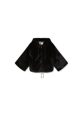 Manteau à capuche en fausse fourrure