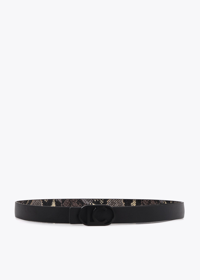 Pack of reversible animal print belts with...